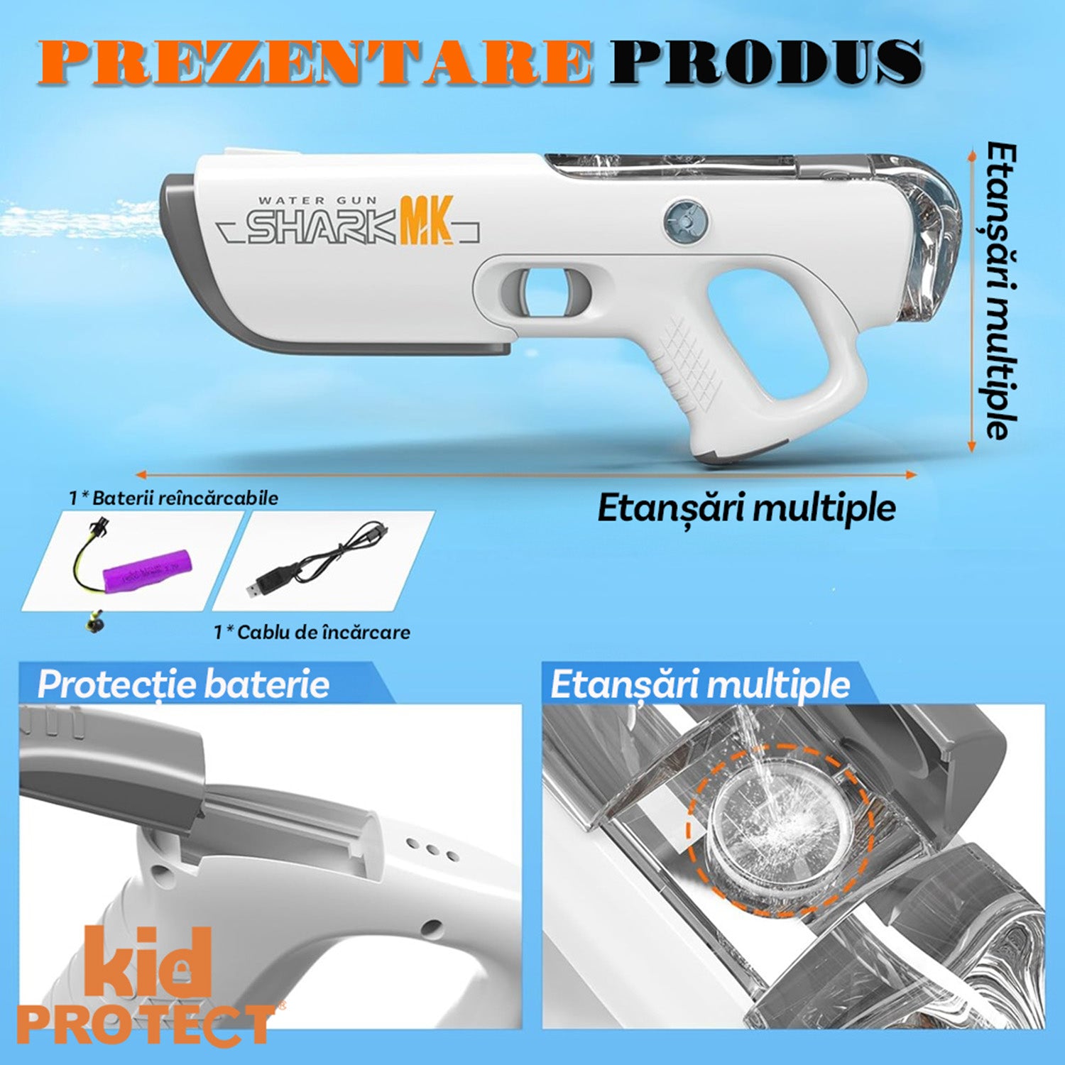 Pistol cu Apa Electric KidProtect SplashForce Pistol cu Apa Electric KidProtect SplashForce